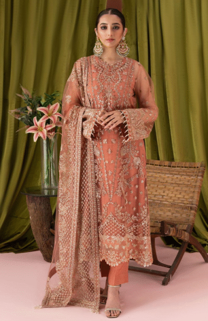 Graceful Embroidered moti work luxury unstitched 3pc